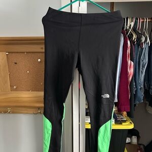 The North Face Black Leggings with Neon Green Panels